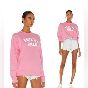 Departure Beverly Hills Sweatshirt Pink Sz Small Crewneck Coquette Travel Lounge